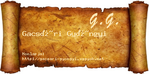 Gacsári Gyöngyi névjegykártya